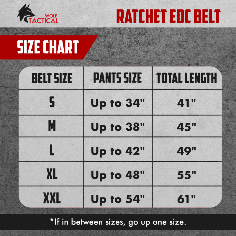 CR 1794 Wolf Tactical Ratchet Belt Size Chart